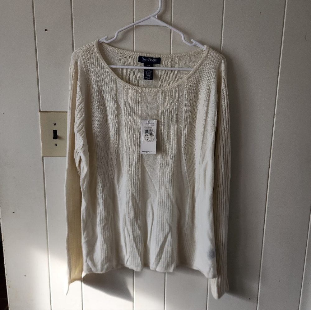 NWT Evan Picone Ivory Long Sleeve Top Size 2X